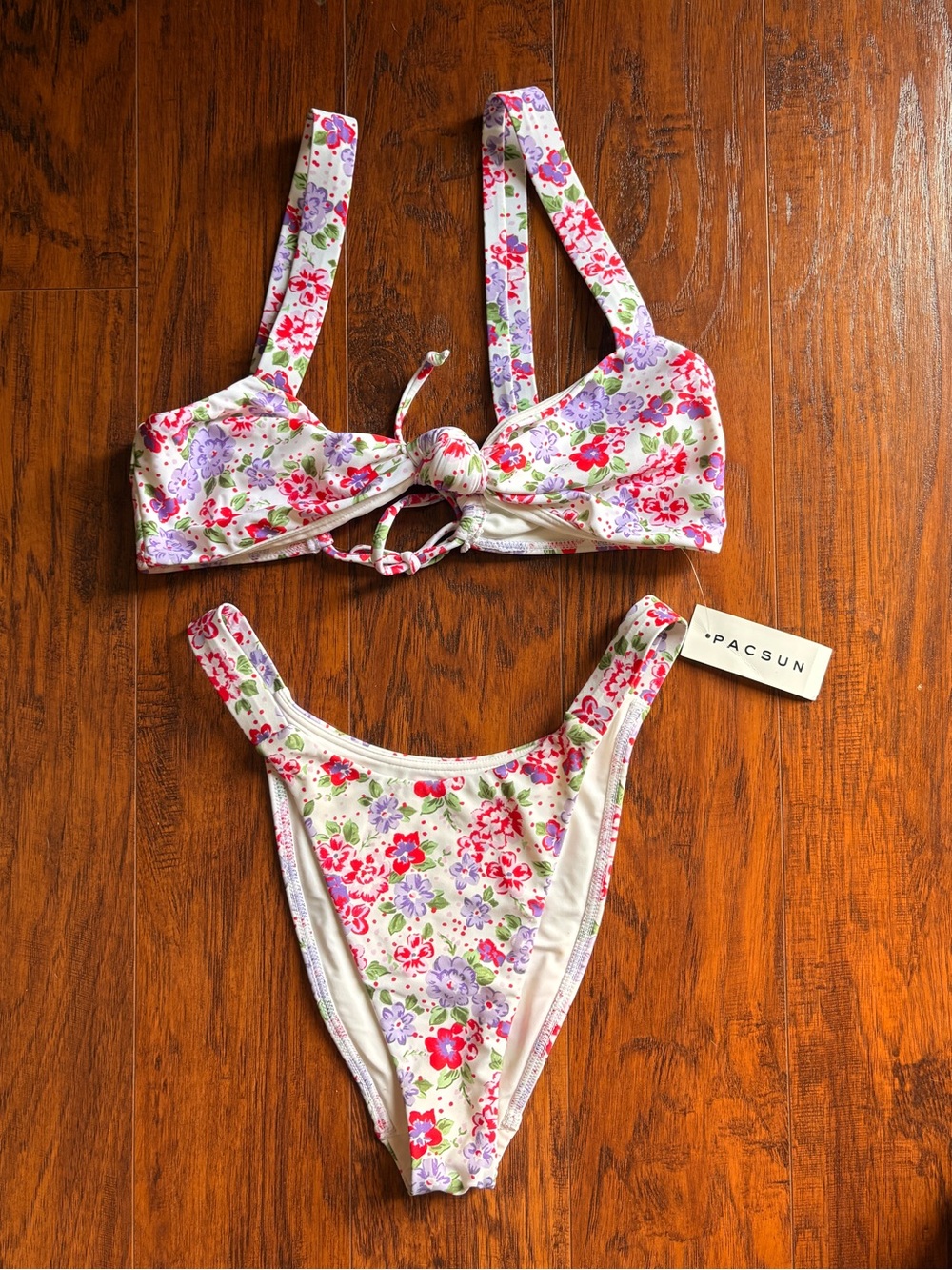 Pacsun Eco White Floral Olivia High Cut bikini set